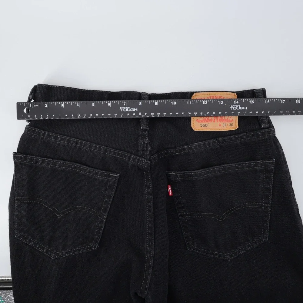 Levi 550 Black Relaxed‎ Fit Tapered Leg Jeans Denim Mens 33x28
